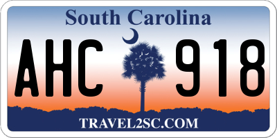 SC license plate AHC918