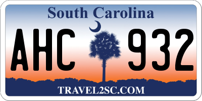SC license plate AHC932