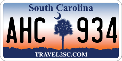 SC license plate AHC934