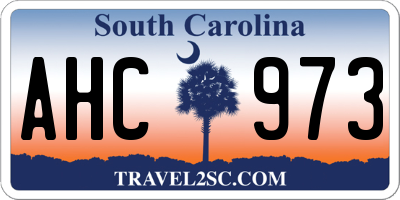 SC license plate AHC973