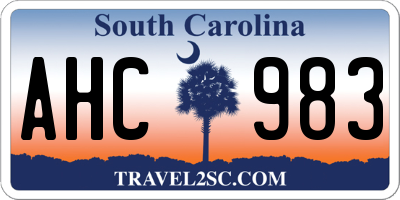 SC license plate AHC983