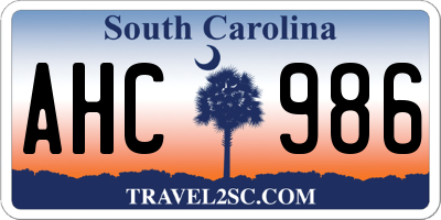 SC license plate AHC986