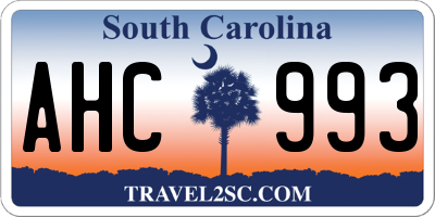 SC license plate AHC993