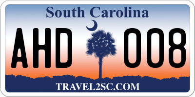 SC license plate AHD008