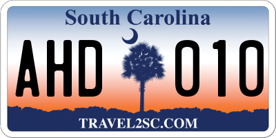 SC license plate AHD010