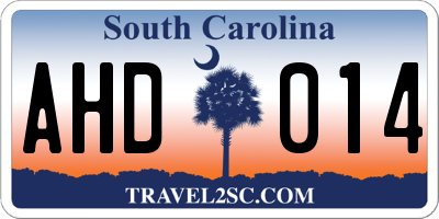 SC license plate AHD014