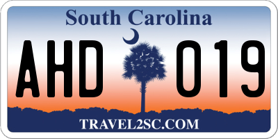 SC license plate AHD019