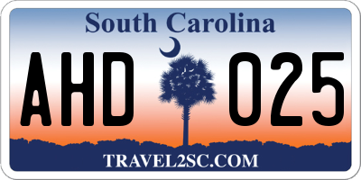 SC license plate AHD025