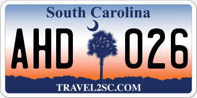 SC license plate AHD026