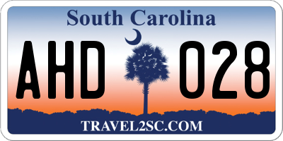 SC license plate AHD028