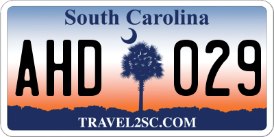 SC license plate AHD029