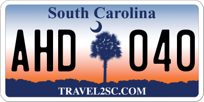 SC license plate AHD040