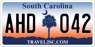 SC license plate AHD042