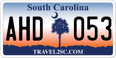 SC license plate AHD053
