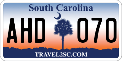 SC license plate AHD070