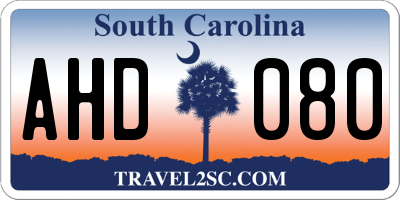 SC license plate AHD080