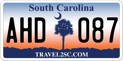 SC license plate AHD087