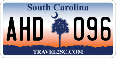 SC license plate AHD096