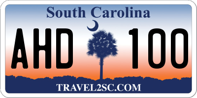 SC license plate AHD100