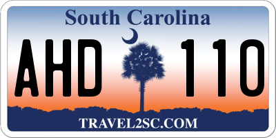SC license plate AHD110