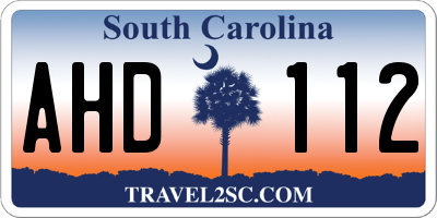 SC license plate AHD112
