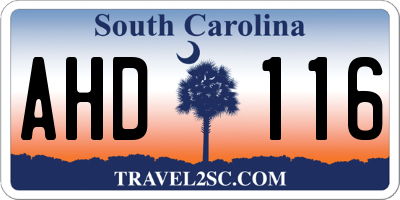 SC license plate AHD116