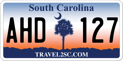 SC license plate AHD127