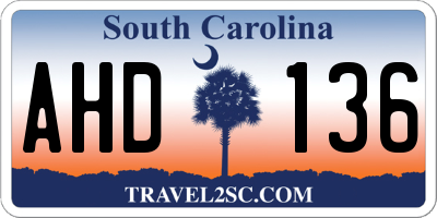 SC license plate AHD136