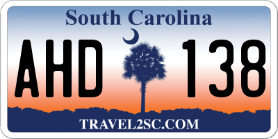 SC license plate AHD138