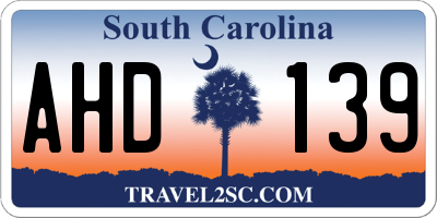 SC license plate AHD139