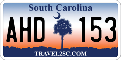 SC license plate AHD153