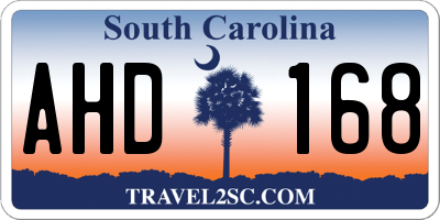 SC license plate AHD168