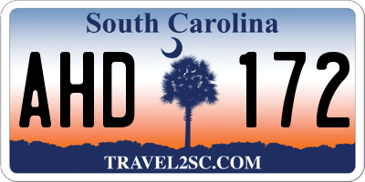 SC license plate AHD172