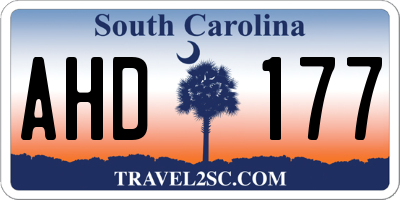 SC license plate AHD177