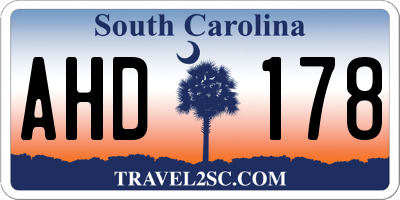 SC license plate AHD178