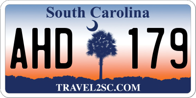 SC license plate AHD179