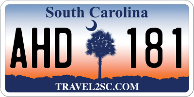 SC license plate AHD181