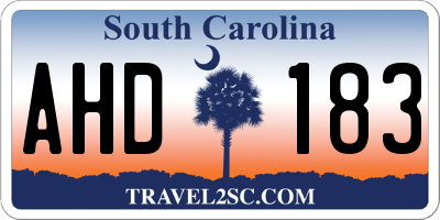 SC license plate AHD183