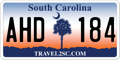 SC license plate AHD184