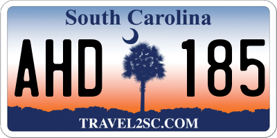 SC license plate AHD185