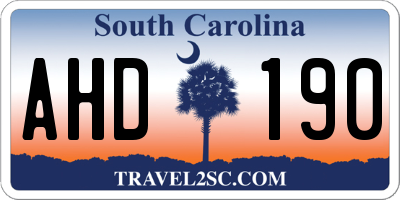 SC license plate AHD190