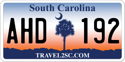 SC license plate AHD192