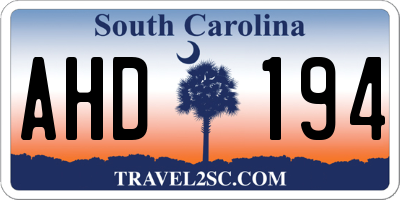 SC license plate AHD194
