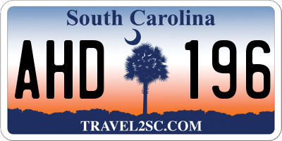 SC license plate AHD196
