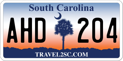 SC license plate AHD204