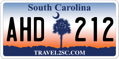 SC license plate AHD212