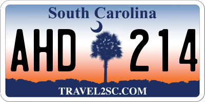 SC license plate AHD214