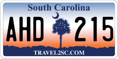 SC license plate AHD215