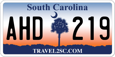 SC license plate AHD219
