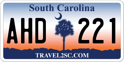 SC license plate AHD221